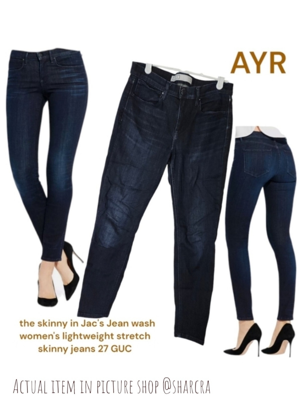 AYR Women the skinny Jean's Jac's wash stretchy Soft Denim Ankle Crop jeans 27